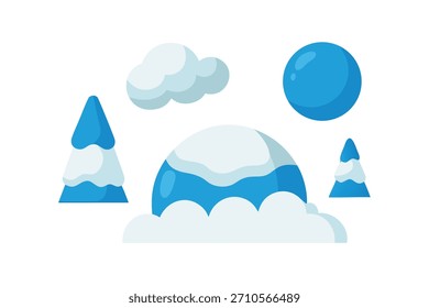 Ein sauberes Vektorset mit Schneekappen, Schneebällen und Schneeverwehungen - perfekte Winterelemente für saisonale Designs, Urlaubsgrafiken und frostige Hintergründe. Ideal für digitale Projekte und die Nutzung von Mikrobeständen.