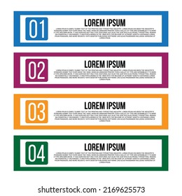Clean Vector Set of Four Horizontal Infographic Banners with Numbering and Text Areas