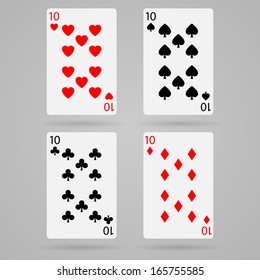 Clean vector set of playing cards, ten