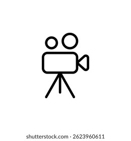 Ícone de câmera de vídeo em estilo de estrutura de tópicos. Ideal para filmagem, aplicativos de gravação ou plataformas de conteúdo de vídeo.