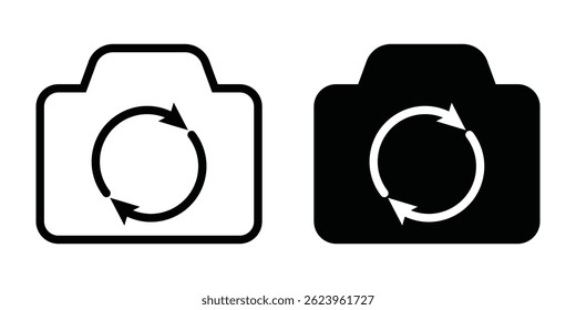 A clean vector set of various camera icons. Perfect for photography, media apps, content creation, and digital interface designs in minimal modern style.