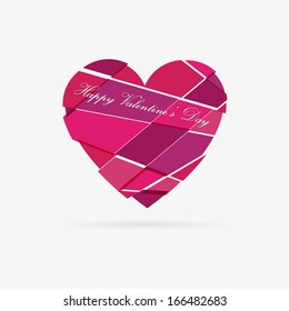 Clean vector shattered heart with Happy Valentine's Day text, greetings card