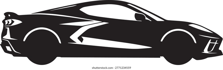 Clean vector silhouette of a classic 1950s open top race speedster with vintage curves and a retro competition profile.