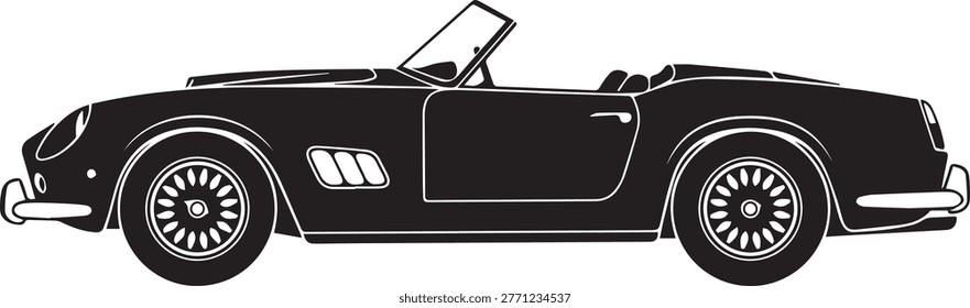 Clean vector silhouette of a classic vintage muscle car with an aggressive stance and retro fastback styling.