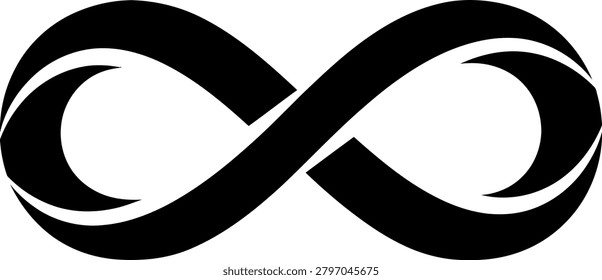 Clean vector silhouette of an infinity loop. Symbolizes endlessness continuity and boundless potential for conceptual applications.