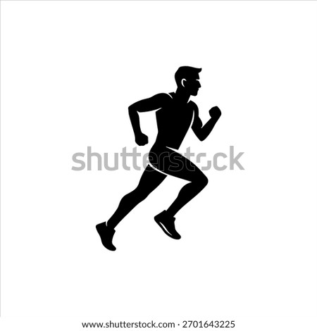 A clean vector silhouette of a running athlete in motion, ideal for fitness, sport, and marathon logo designs.