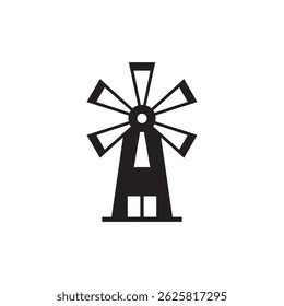 Clean vector silhouette of a windmill