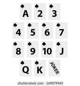 Clean vector spades set of small playing cards