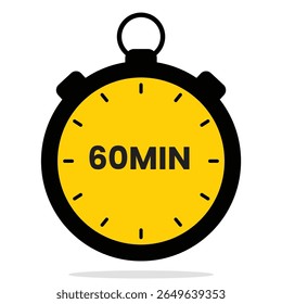 Cronômetro de vetor limpo que representa um ciclo completo de 60 minutos. Ótimo para cronograma, programação, produtividade, fitness ou projetos temáticos de contagem regressiva.