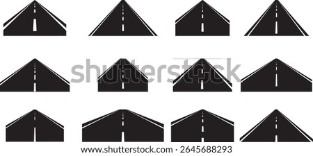 Clean vector of straight highway with white dashed lane divider.eps