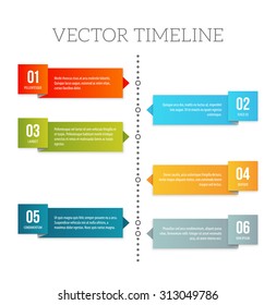 Clean vector timeline template with colored marks. Nice infographic element layout with copy spaces for your content.