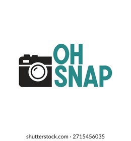Um design de t-shirt de tipografia vetorial limpo com a frase 'Oh Snap' com um ícone de câmera, perfeito para impressão de t-shirt e design de vestuário.