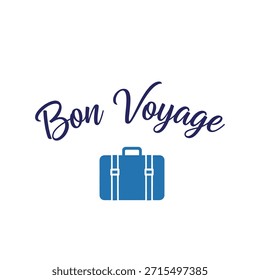 Um design de t-shirt de tipografia vetorial limpo com a frase 'Bon Voyage' com uma ilustração de mala estilizada em um fundo transparente, perfeito para impressão de t-shirt e design de vestuário.