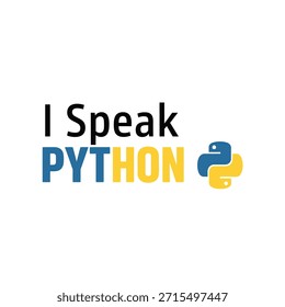 Diseño de camiseta de tipografía de Vector limpio con la frase 'I Speak Python' con un logotipo de Python.