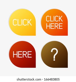 Clean vector warm color set of click and here pointers