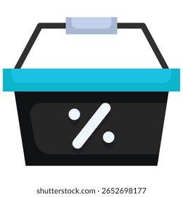 Un gráfico limpio y versátil que representa una cesta de la compra, perfecto para el comercio electrónico, venta minorista o diseños relacionados con comestibles. Este icono es fácilmente escalable y adaptable para diversas aplicaciones.