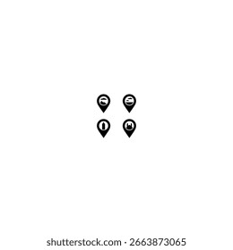 Un ícono de silueta limpio y versátil que representa un pin o marcador de ubicación, adecuado para mapas, App de navegación y servicios de viajes.