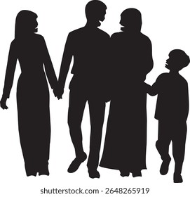 A clean and versatile vector graphic featuring a heartwarming family silhouette. This design is perfect for creating personalized gifts, decorations, or adding a loving touch to any project.
