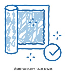 saubere Sicht auf Teppichskizze Symbol Vektorgrafik. Handgezeichnete blaue Linie Kunst saubere Sicht auf Teppichschild. einzelne Symbolillustration