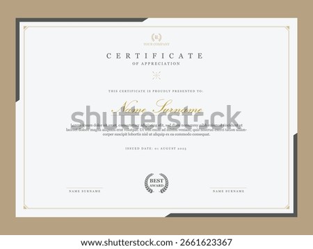 Clean vintage certificate of appreciation template for company. Multipurpose award certificate design in retro style elements.