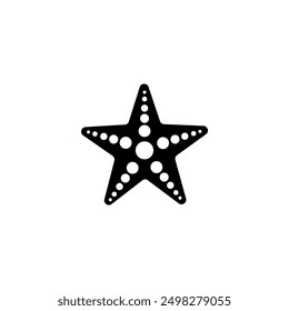 Una estrella de mar negra limpia y visualmente atractiva con puntos blancos dispuestos en un patrón, adecuado para logotipos, ilustraciones o decoraciones.