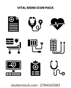 Clean Vital Signs icon set with Glyph icons for UI projects.