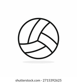 Reinigen Sie Volleyball Linie Kunst Vektorsymbol mit einem weichen Schatten, ideal für moderne Sportgeräte Branding, athletische Website-Design und Turnier-Symbole