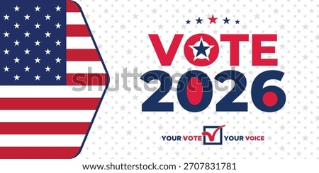 Clean Vote 2026 election banner featuring an American flag, bold lettering, and patriotic theme suitable for political promotion and marketing visuals.