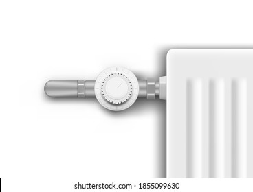 Clean Wall With Heating Radiator And Thermostat. EPS10 Vector