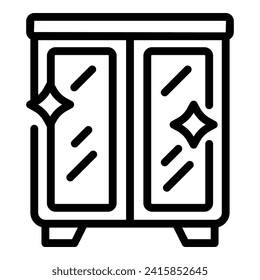 Clean wardrobe icon outline vector. Dirty apartment. Messy laundry tasks