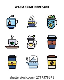 Clean Warm Drink icon set with Lineal Color icons for UI projects.