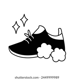Clean washed shoe icon drawing illustration isolated on square white background. Simple flat sign drawing for prints.