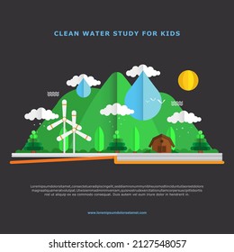 Clean water advocacy illustration with papercraft style vector