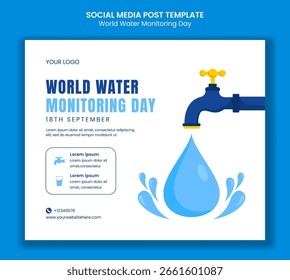 Clean Water Awareness Flat Style Illustration for Social Media Post Campaign