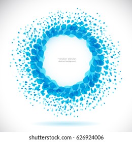 Clean water blue drop frame made of small drops, vector illustration.