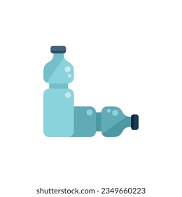 Vector plano del icono de la botella de agua limpia. Desastre ambiental. Planeta ecológica aislado