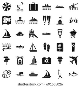 Clean water creation icons set. Simple style of 36 clean water vector icons for web isolated on white background