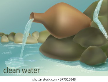 Clean water, water delivery, mineral water. Vector illustration.