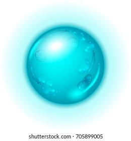 Clean water drop isolated on white.Realistic water droplet vector illustration.