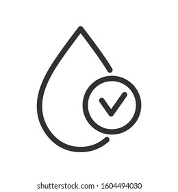 Clean water drop, linear icon. Editable stroke