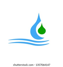 Clean water drop logo. The template of clean water and wave.