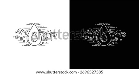Clean water drop vector illustration with abstract line elements symbolizing purity, flow, and environmental balance.