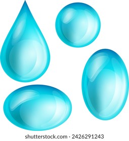 Clean water drops.fresh splashes of transparent water. Transparent drops clean, water liquid illustration. Eps 10