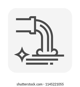 Clean water flow out to river icon. Wastewater after treatment process result in clean water. Vector illustration icon design. Water treatment removes contaminants and undesirable components. 64x64px