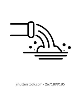 Flujo de agua limpia hacia el icono del río . Las aguas residuales después del proceso de tratamiento dan como resultado agua limpia. Diseño de icono de Ilustración vectorial. El tratamiento del agua elimina contaminantes y componentes indeseables	
