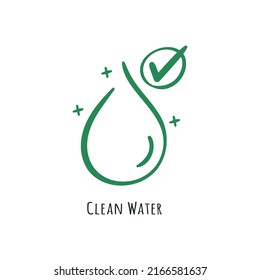 Clean water icon doodle illustration drawing hand drawn cartoon. Eco friendly green energy