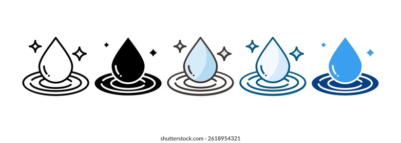 Conjunto de ícones de água limpa Coleção de estilos múltiplos