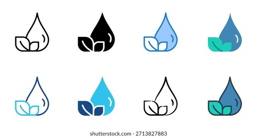 Clean water icon set multiple style vector collection. Editable Stroke 
