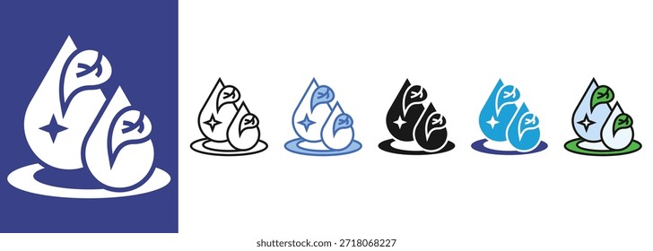 Icono de agua limpia establece una colección de estilo múltiple
          