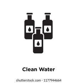 Clean Water icon vector isolated on white background, logo concept of Clean Water sign on transparent background, filled black symbol